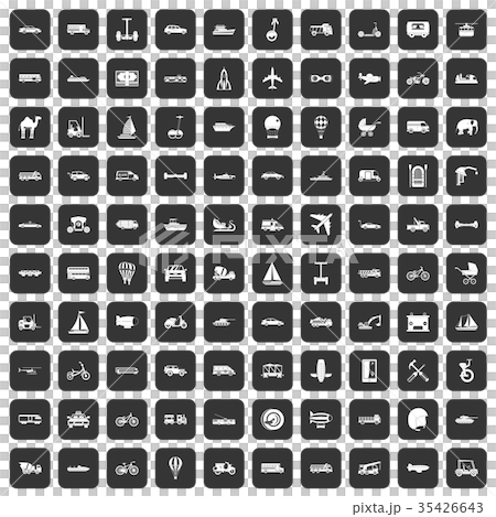 100 transport icons set black 100 transport icons set black 35426643