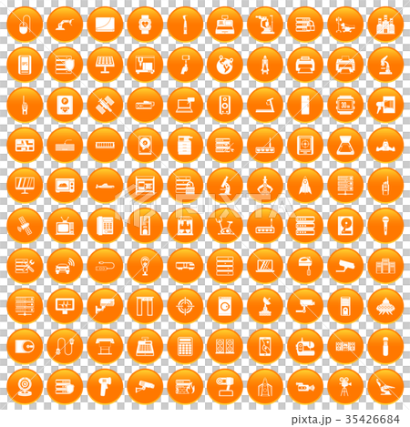 100 hardware icons set orange 35426684