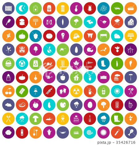 100 vegetables icons set color 35426716