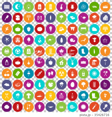 100 vegetables icons set color 35426716