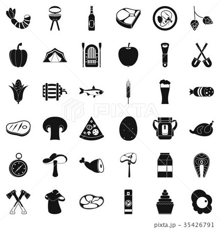 Nature barbecue icons set, simple style 35426791