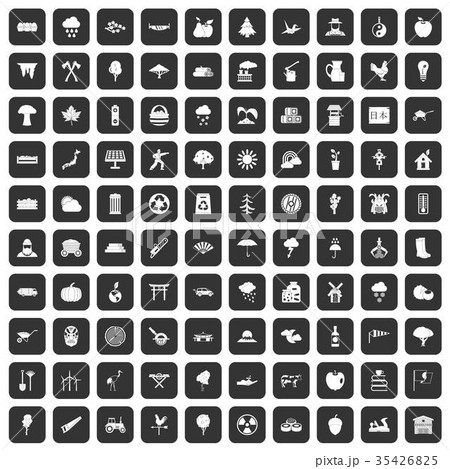 100 tree icons set black 35426825