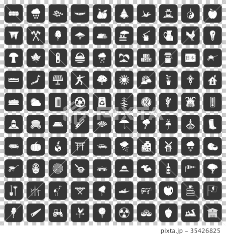 100 tree icons set black 35426825