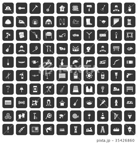 100 tools icons set black 35426860