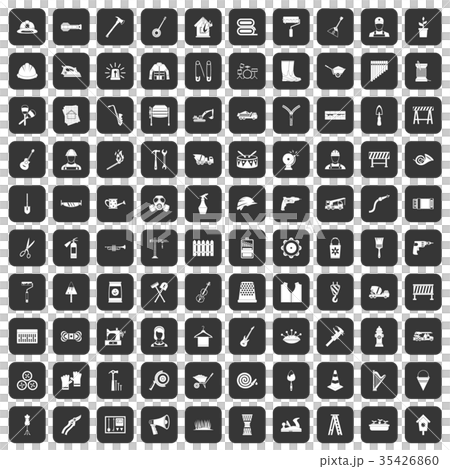 100 tools icons set black 35426860