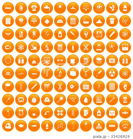 100 laboratory icons set orange 35426929