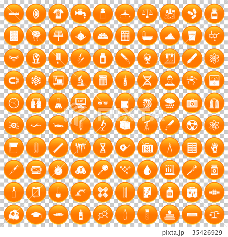 100 laboratory icons set orange 35426929