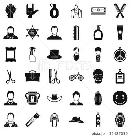 Cutting hair icons set, simple style 35427059