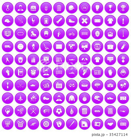 100 mens team icons set purple 35427114