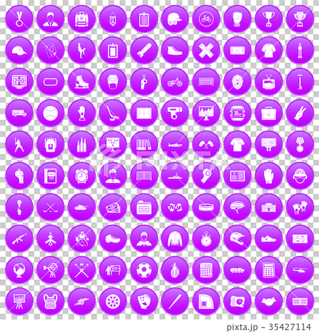 100 mens team icons set purple 35427114
