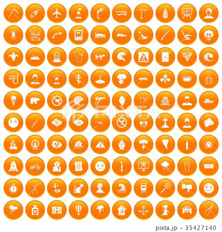 100 phobias icons set orange 100 phobias icons set orange 35427140
