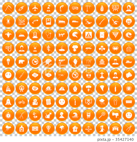 100 phobias icons set orange 100 phobias icons set orange 35427140