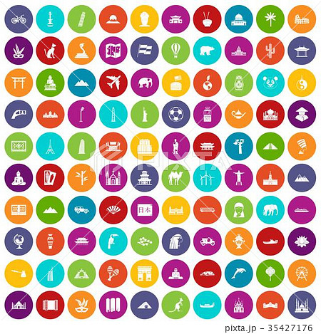 100 world tour icons set color 35427176