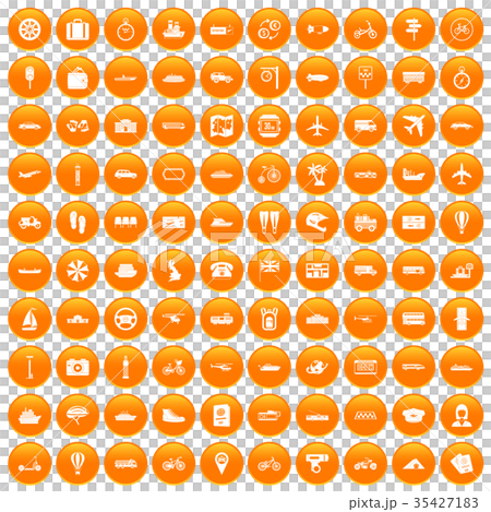 100 public transport icons set orange 35427183