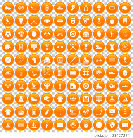 100 sport team icons set orange 35427274