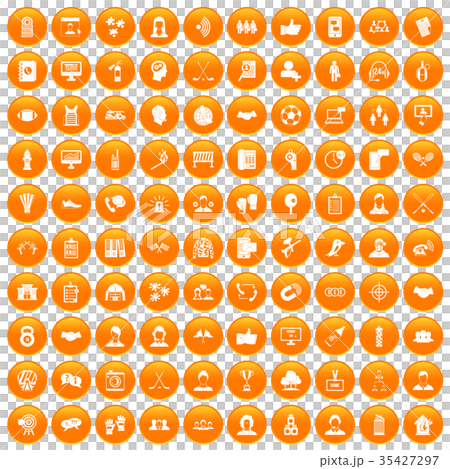 100 team icons set orange 35427297