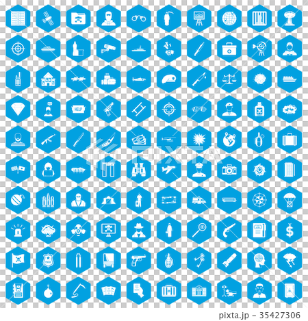 100 antiterrorism icons set blue 35427306