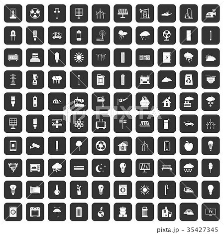 100 windmills icons set black 35427345