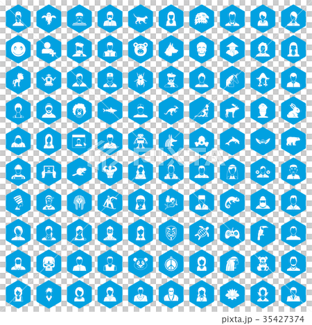 100 avatar icons set blue 35427374