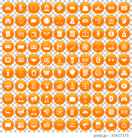 100 sweepstakes icons set orange 35427375