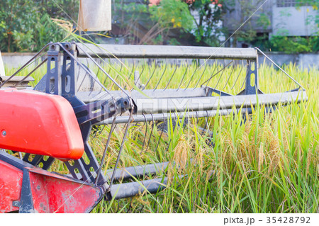 close-up combine harvester agriculture machine 35428792