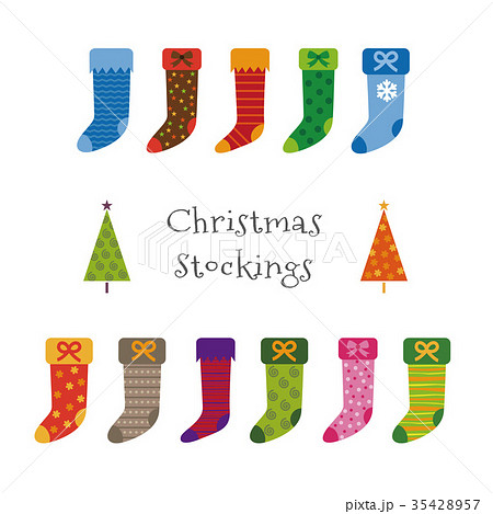 クリスマス素材 ソックスとツリーのイラスト素材 クリスマス素材 ソックスとツリーのイラスト素材