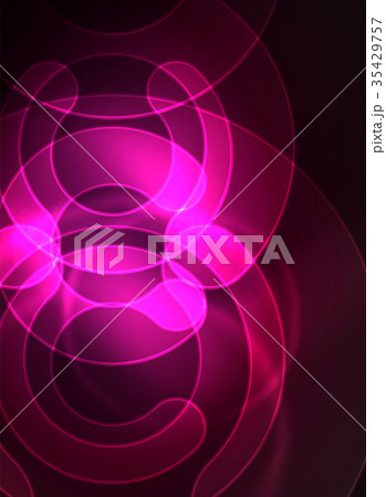 Round glowing elements on dark space, abstract 35429757