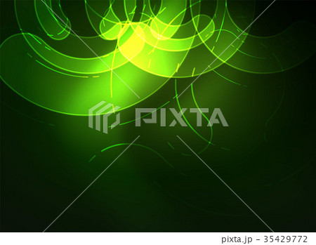 Round glowing elements on dark space, abstract 35429772