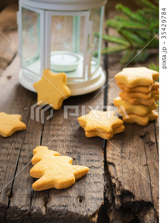 Homemade cookies Christmas tree and star 35429784