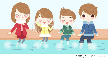 cartoon family with foot bath 35430255