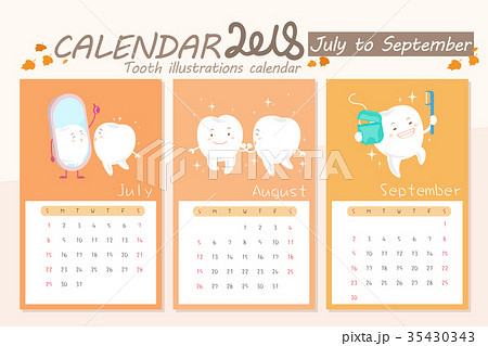 cartoon tooth with calendar cartoon tooth with calendar 35430343