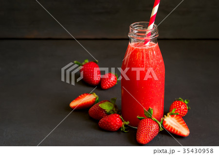 Healthy natural red smoothies from strawberries Healthy natural red smoothies from strawberries 35430958