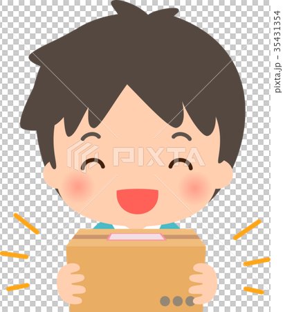 段ボール箱を抱えた笑顔の男性 35431354