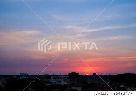 Beautiful landscape of Bangkok city in the sunset 35433477