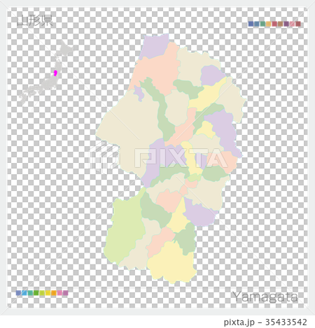 山形県の地図(市町村・色分け) 山形県の地図(市町村・色分け) 35433542