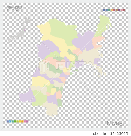 宮城縣地圖（城市/城市/彩色） 35433665
