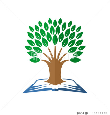 Tree of knowledge logo. Open book and tree. 35434436