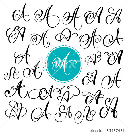 Set of Hand drawn vector calligraphy letter A 35437481