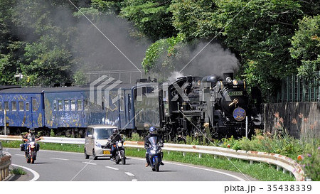 快走するＳＬ銀河と並走する追っかけマニア② 35438339