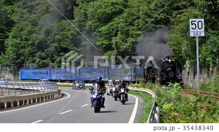 快走するＳＬ銀河と並走する追っかけマニア③ 35438340