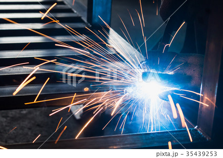 Wolker welding metal work blue arc with copy space Wolker welding metal work blue arc with copy space 35439253