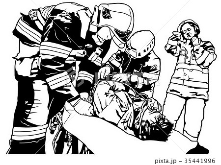 Firefighters and Saved Man Firefighters and Saved Man 35441996
