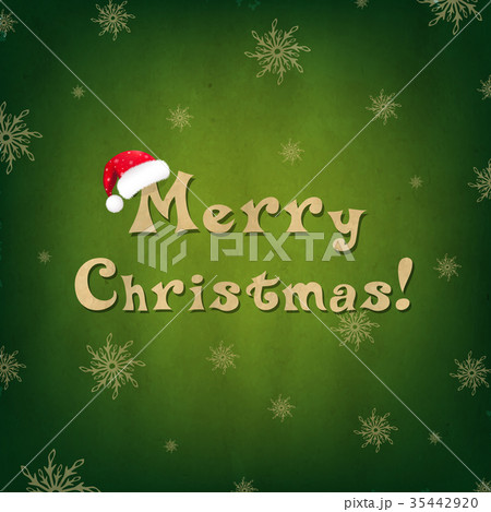 Vintage Merry Christmas Card With Santa Hat Vintage Merry Christmas Card With Santa Hat 35442920