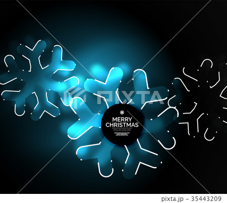 Glowing Winter Snowflakes on dark, Christmas and 35443209