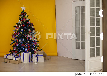 Christmas tree with presents, Garland lights new Christmas tree with presents, Garland lights new 35443447