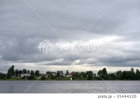 View of river at cloud day. View of river at cloud day. 35444320