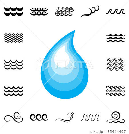 Blue drop vector icon 35444497
