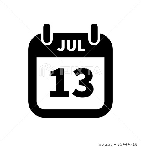 Simple black calendar icon with 13 july date Simple black calendar icon with 13 july date 35444718