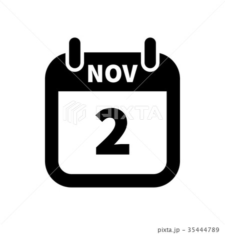 Simple black calendar icon with 2 november date 35444789