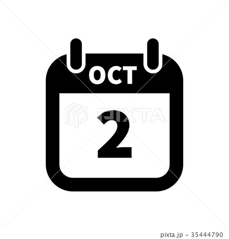 Simple black calendar icon with 2 october date 35444790